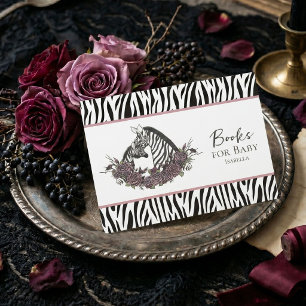 Carte D'accompagnement Demande de livre pour la baby shower Safari Zèbre