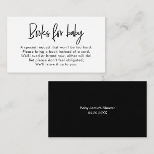 Carte D'accompagnement Demande de livre pour une baby shower minimaliste 