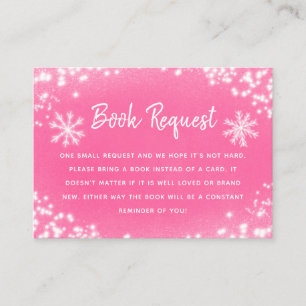 Carte D'accompagnement Demande de livre rose Baby shower d'hiver