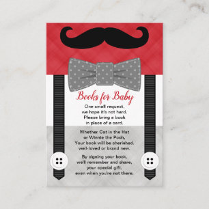 Carte D'accompagnement demande de livre rouge gris de petit baby shower