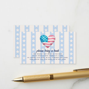 Carte D'accompagnement Demande de livre Stars & Stripes Fête de bébé garç