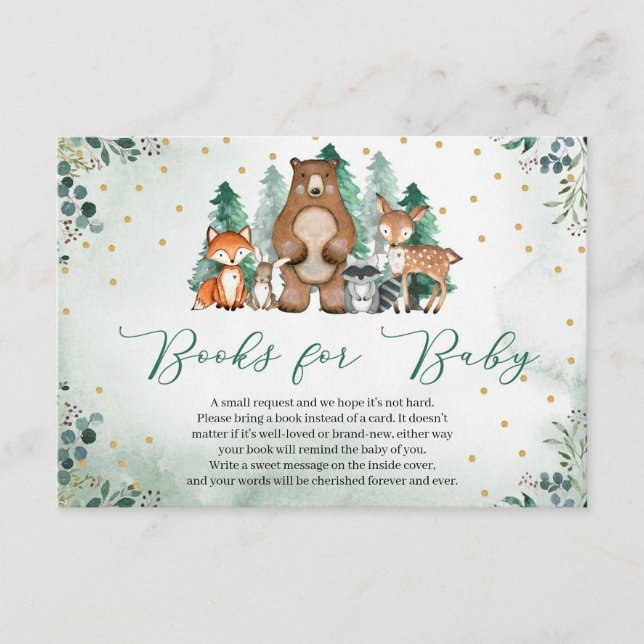 Carte D'accompagnement Demande de livre sur les animaux de la forêt de ve (Devant)