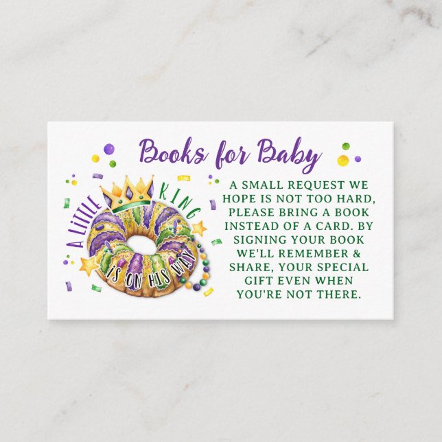 Carte D'accompagnement Demande de livres pour bébé pour Mardi Gras (Devant)
