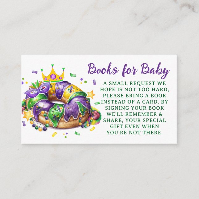 Carte D'accompagnement Demande de livres pour bébé pour Mardi Gras (Devant)