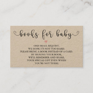 Carte D'accompagnement Demande de livres rustiques   Baby shower