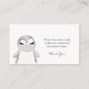 Carte D'accompagnement Demande de masque de visage de pingouin Baby Showe