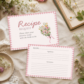 Carte D'accompagnement Demande de recette à carreaux rose frais sortie du