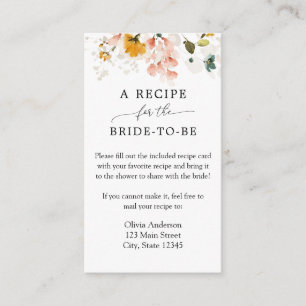 Carte D'accompagnement Demande de recette d'abeille et Vintage florale