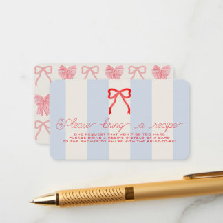 Carte D'accompagnement Demande de recette de Baby Shower de mariage Ruban