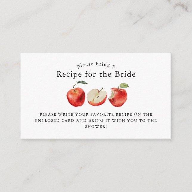 Carte D'accompagnement Demande de recette de douche de mariée aux pommes  (Devant)