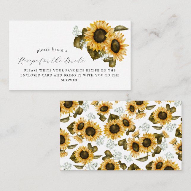 Carte D'accompagnement Demande de recette de douche de mariée florale jau (Devant / Derrière)