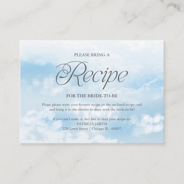 Carte D'accompagnement Demande de recette de douche de mariée moderne sur (Devant)