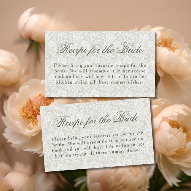Carte D'accompagnement Demande de recette de douche nuptiale thème dentel (Créateur téléchargé)