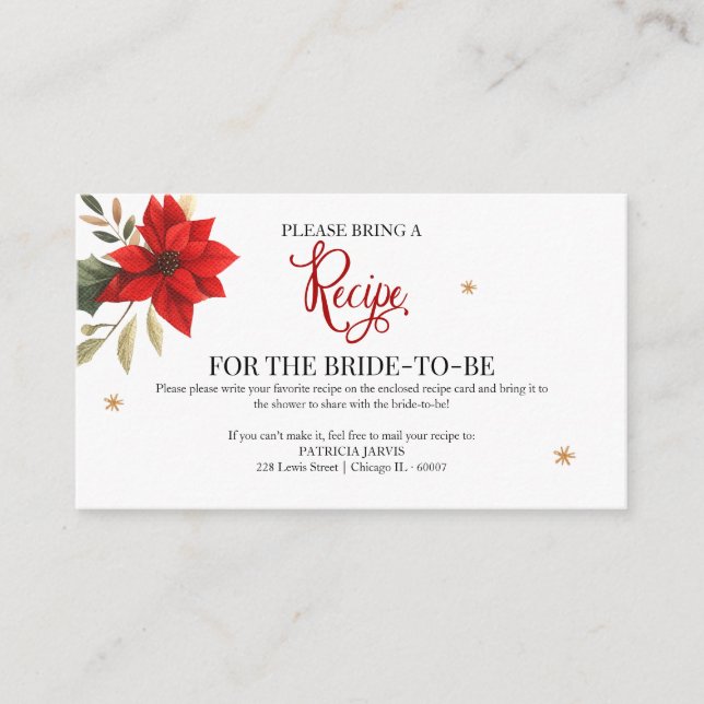 Carte D'accompagnement Demande de recette de Fête des mariées de Noël (Devant)