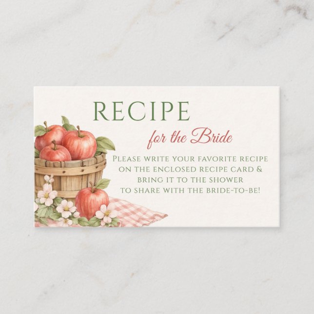 Carte D'accompagnement Demande de recette de fête prénuptiale Appley EVER (Devant)