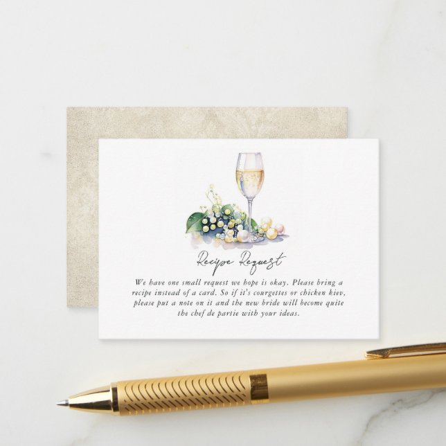 Carte D'accompagnement Demande de recette de fête prénuptiale Perles et P (Devant/Arrière en situation)
