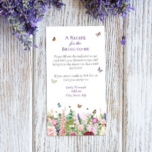 Carte D'accompagnement Demande de recette de fleurs et papillons