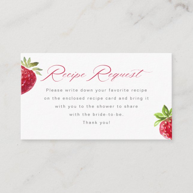 Carte D'accompagnement Demande de recette de fraise Berry in Love (Devant)