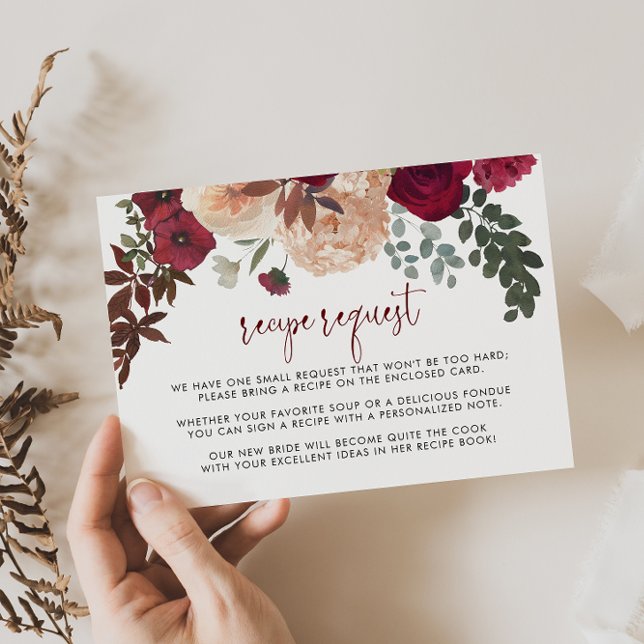 Carte D'accompagnement Demande de recette de mariage floral rose burgundy (Créateur téléchargé)