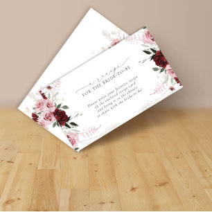 Carte D'accompagnement Demande de recette de mariage floral rose poudré d