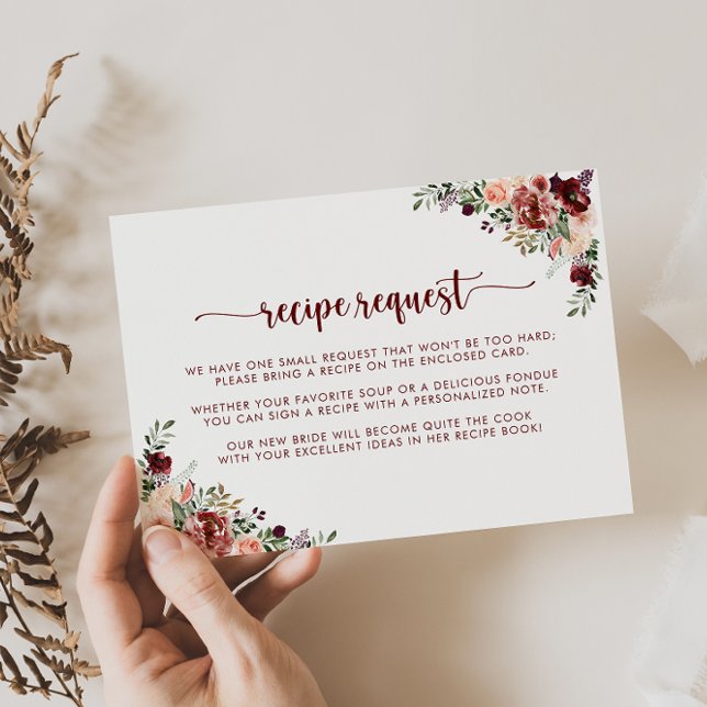 Carte D'accompagnement Demande de recette de mariage floral rustique d'ét (Créateur téléchargé)