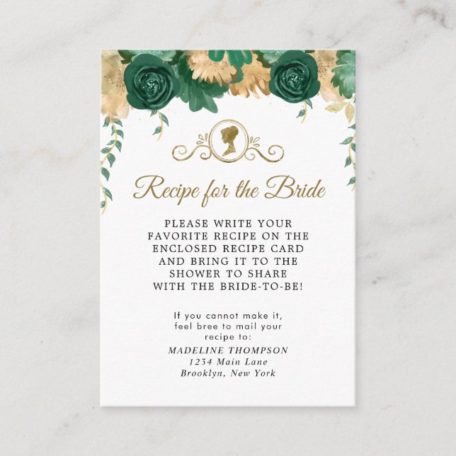 Carte D'accompagnement Demande de recette de mariage floral vert élégant (Devant)