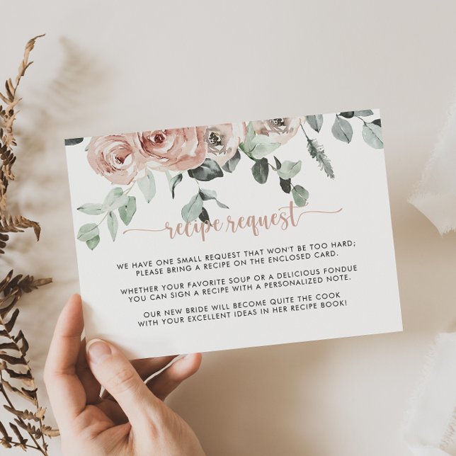 Carte D'accompagnement Demande de recette de mariage florale rose classiq (Créateur téléchargé)