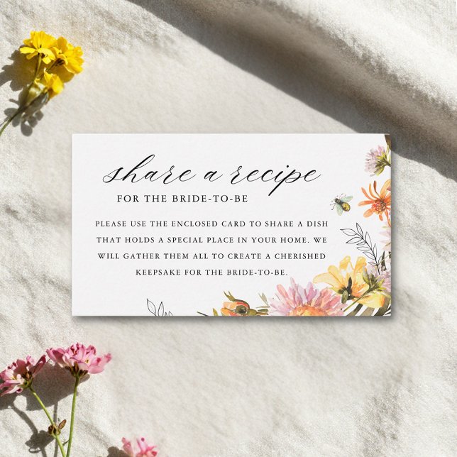 Carte D'accompagnement Demande de recette de mariage rustique avec fleurs (Créateur téléchargé)