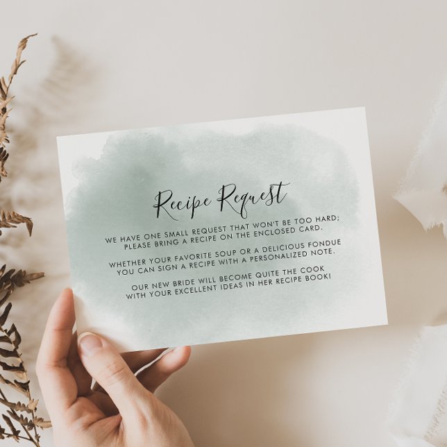 Carte D'accompagnement Demande de recette de mariage vert blanc Calligrap (Créateur téléchargé)