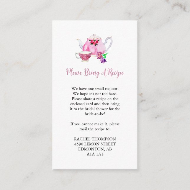 Carte D'accompagnement Demande de recette L'amour est brasser du thé de F (Devant)