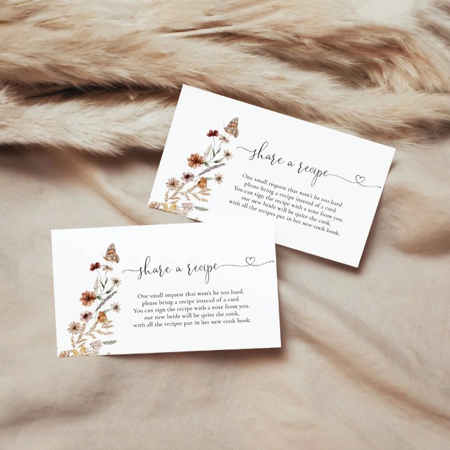 Carte D'accompagnement Demande de recette pour Baby Shower Tiny Wildflowe (Créateur téléchargé)
