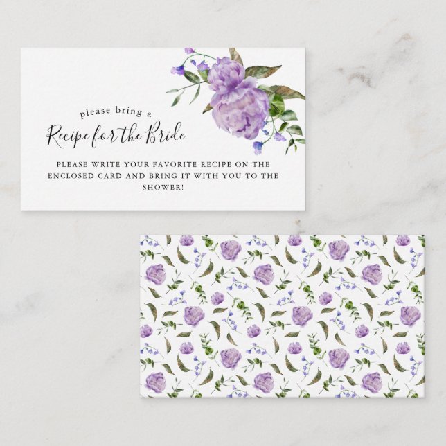 Carte D'accompagnement Demande de recette pour la douche de mariage aux f (Devant / Derrière)