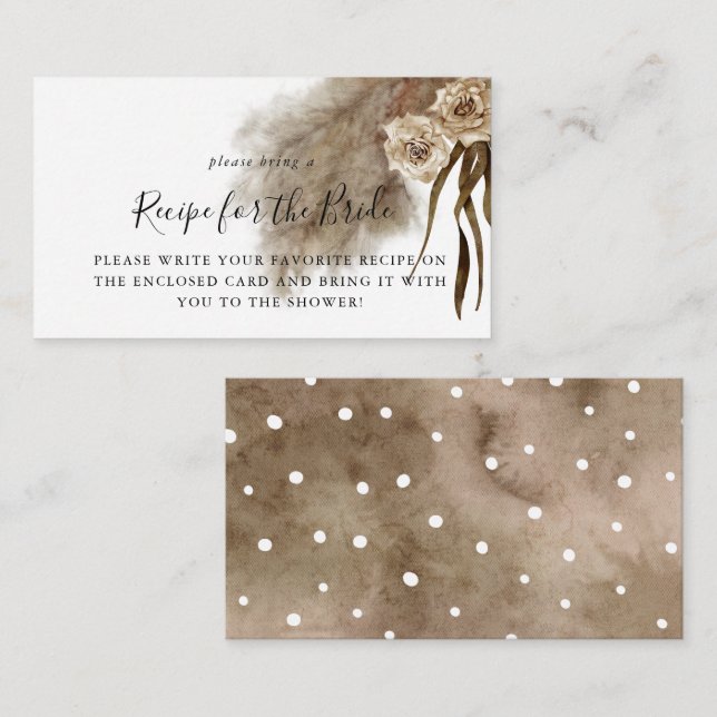 Carte D'accompagnement Demande de recette pour la douche de mariée d'auto (Devant / Derrière)
