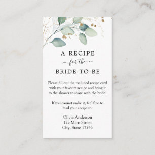 Carte D'accompagnement Demande de recette pour la douche Eucalytpus Water