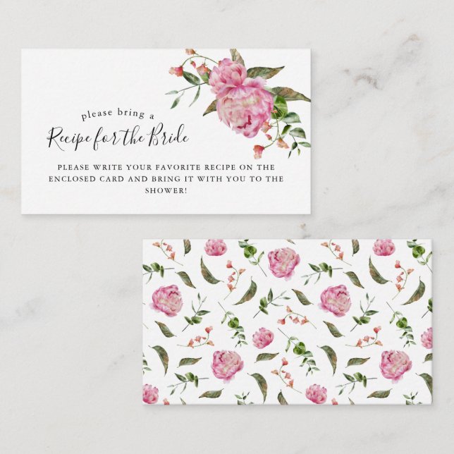 Carte D'accompagnement Demande de recette pour une douche de mariée aux f (Devant / Derrière)