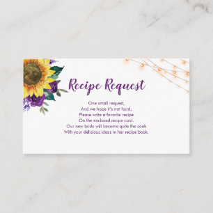 Carte D'accompagnement Demande de recette Sunflower Purple Rose