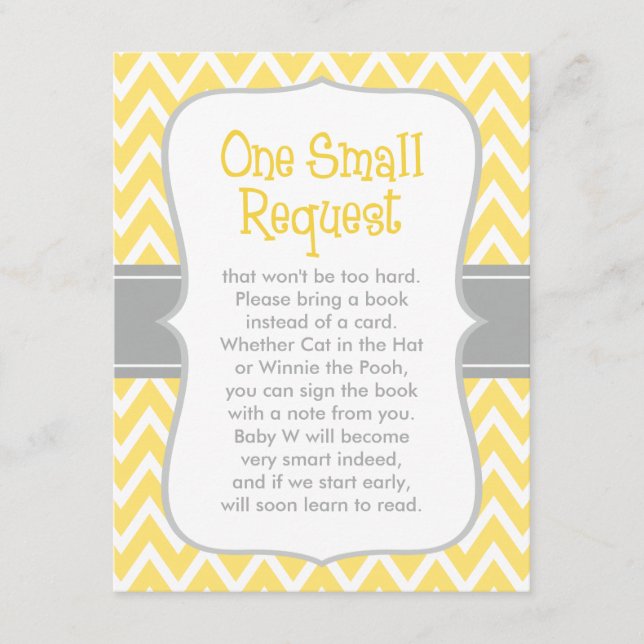 Carte D'accompagnement Demande de réservation Baby shower Chevron jaune e (Devant)