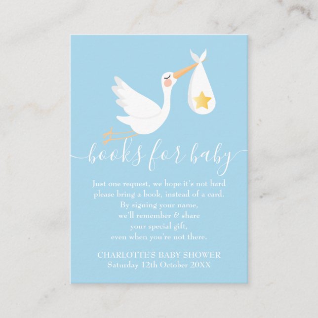 Carte D'accompagnement Demande de réservation Baby shower Stork Gold Star (Devant)