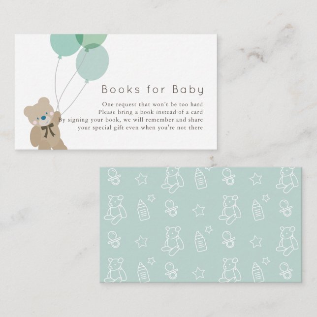 Carte D'accompagnement Demande de réservation de Baby shower de l'ours et (Devant / Derrière)