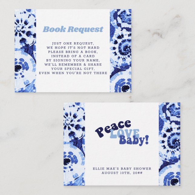 Carte D'accompagnement Demande de réservation de baby shower Tie Dye Blue (Devant / Derrière)