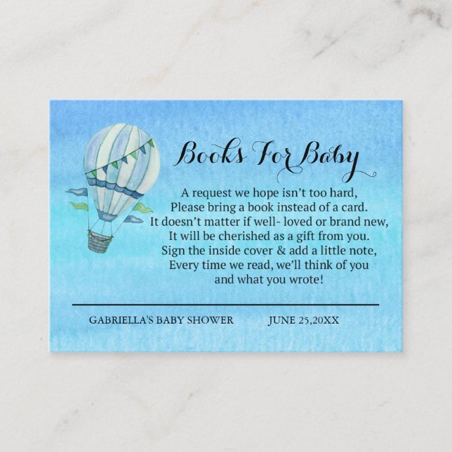 Carte D'accompagnement Demande de réservation de ballon à air chaud Water (Devant)