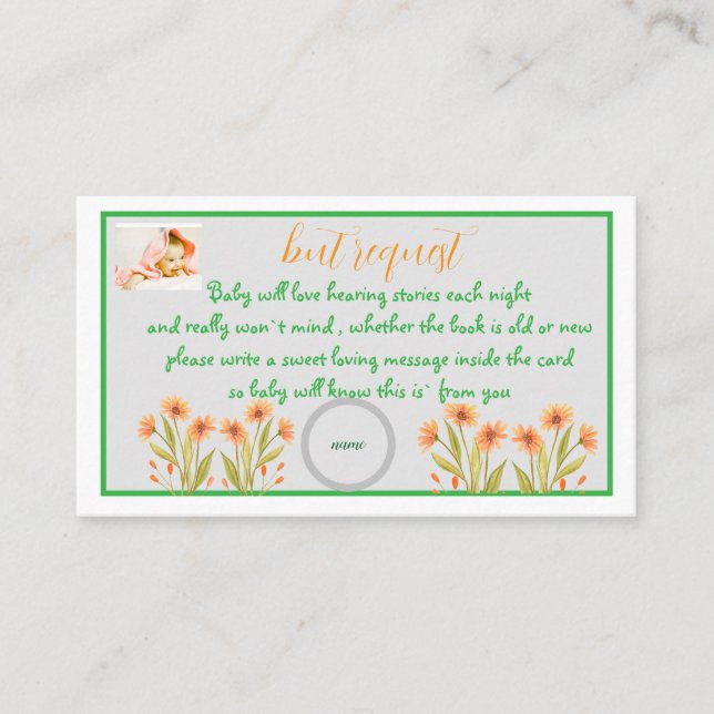 Carte D'accompagnement demande de réservation fleur sauvage bébé doucheEn (Devant)