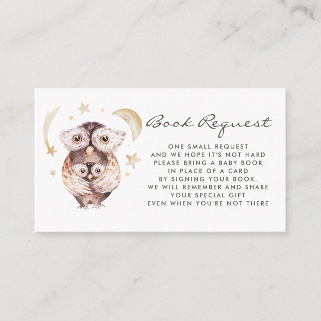 Carte D'accompagnement Demande de réservation pour la Chouette de maman e (Devant)