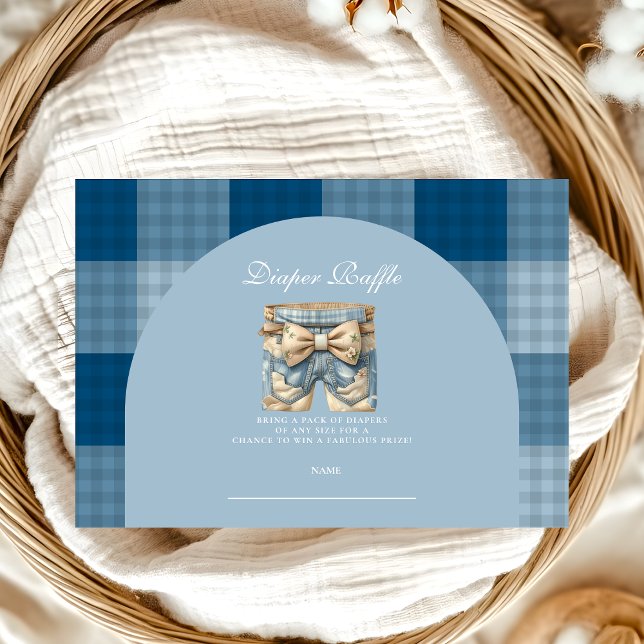 Carte D'accompagnement Denim Teddy Bear Baby shower Diapper Raffe (Créateur téléchargé)