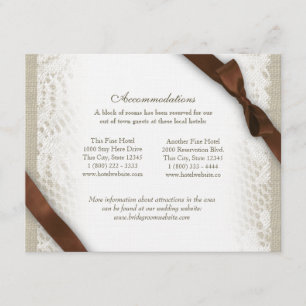 Carte D'accompagnement Dentelle blanche et direction du ruban Brown