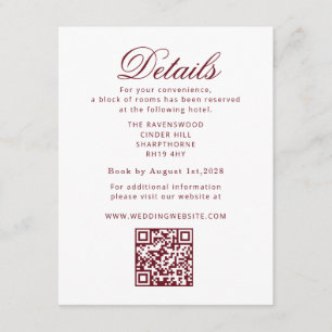 Carte D'accompagnement Dentelle Bourgogne Ancien Argent Mariage QR Détail