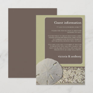 Carte D'accompagnement Dentelle de sable, Mariage de plage Vintage Détail