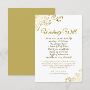 Carte D'accompagnement Dentelle d'or et Mariage blanc Wishing poem bien
