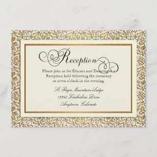 Carte D'accompagnement Dentelle florale de damassé d'or de Faux de