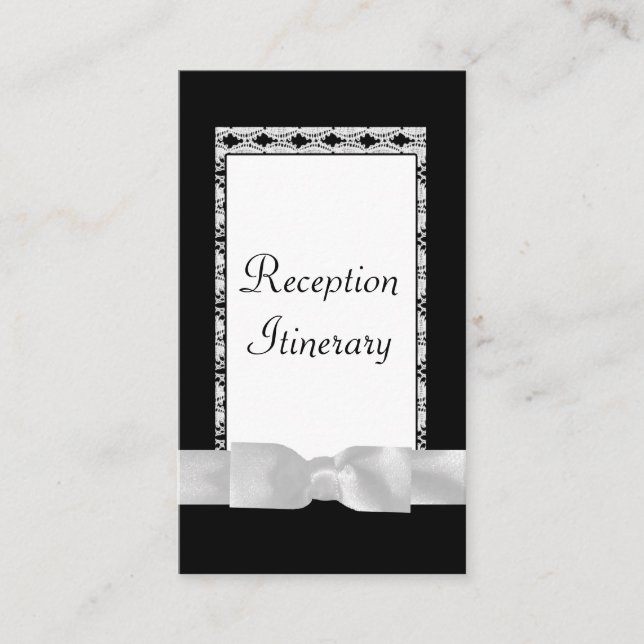 Carte D'accompagnement Dentelle Noire & Blanc Classique Avec Bow (Devant)